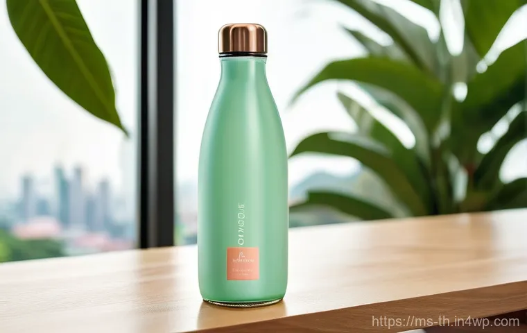 물성매력 디자인과 혁신 사례 - **"Harmonious Beverage Design: First Glance Allure"**
    A high-angle, eye-level shot of a sleek, e...
