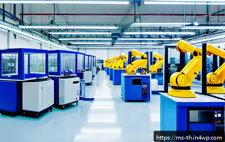 물성매력 디자인의 미래 전망 - A modern Malaysian factory interior showcasing advanced smart materials integrated into manufacturin...